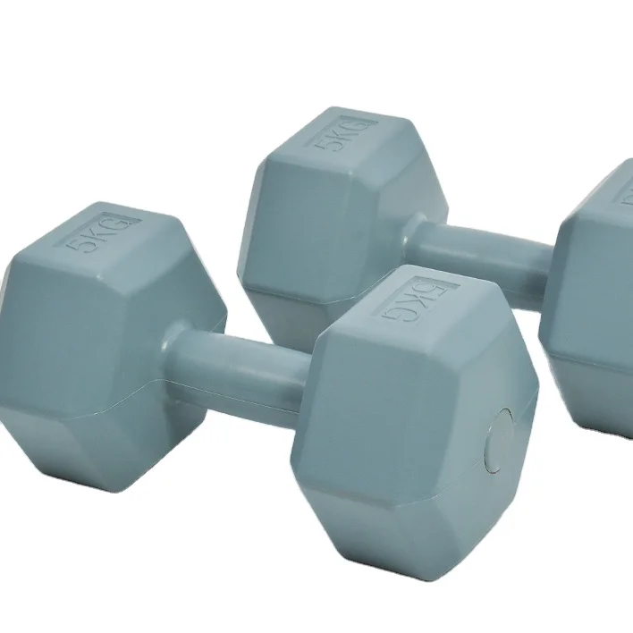 Online buy Made in China high quality cheap Plastic Cement Sand Filled Hexagon Dumbbell 10kg 15kh