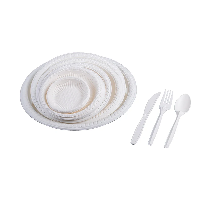 Biosano For Wedding Set With Lid Party Elegant Dinner Plate White Wholesale Birthday Disposable Plastic Plates & Bowls And Cups