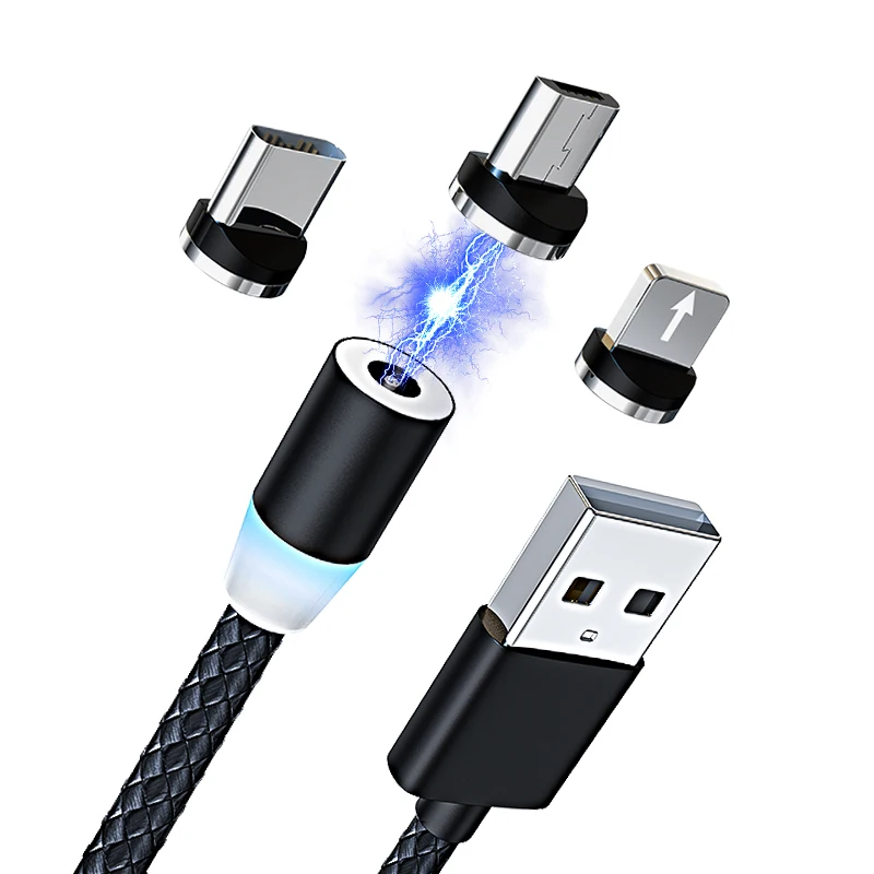  Новый СВЕТОДИОДНЫЙ Магнитный зарядный кабель 3 в 1 micro usb type