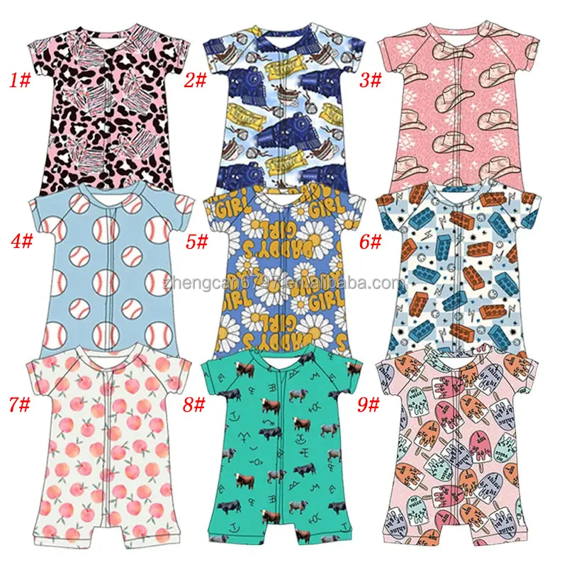 Wholesale Kids Short Sleeve Bodysuits Cartoon Leopard Print Baby Rompers For Autumn Onesies Baby Clothes For New Born
