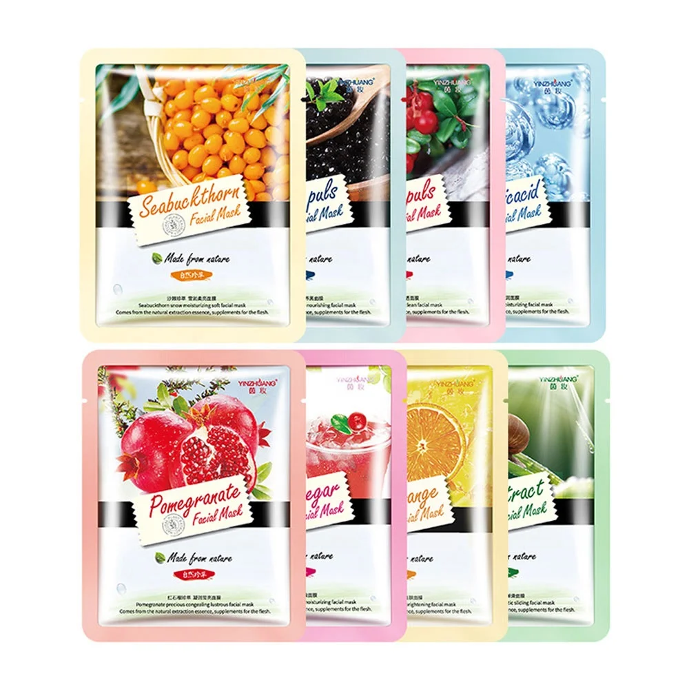 Wholesale OEM Natural Organic Caviar Arbutin Seabuckthorn Currant Snail Moisturizing Soothing Facial Silk Mask Face Sheet Mask