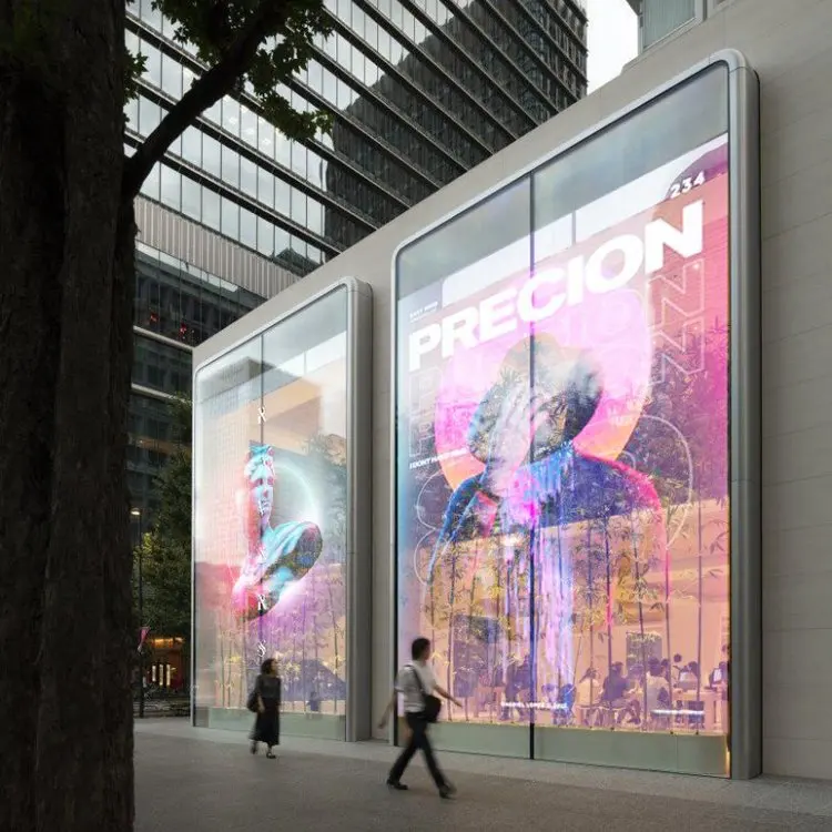 Shopping Mall Advertising Indoor Glass Window Wall Media Facade Transparent Led Display Video Wall Building Curtain Led Display