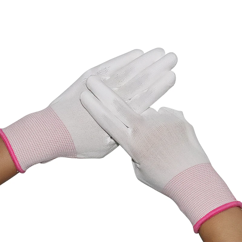 13g pu white antistatic plam coated fit safe knit anti-static esd work china cut clean room electronic anti static nylon glove
