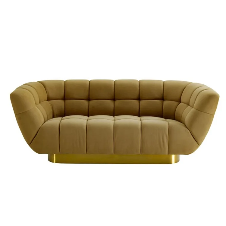 Wholesale Price Luxury Loveseat Soft Velvet 2 seater Sofa With Brushed Gold Metal Base