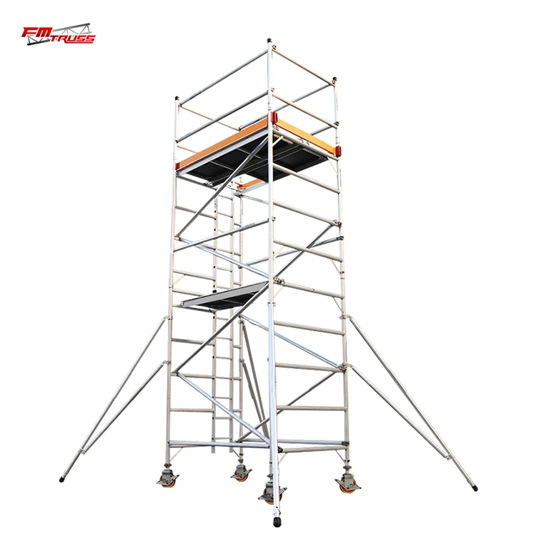 Mobile Scaffolding  Brace Ladders Aluminum Stairs Scaffolding With Wheels For Construction