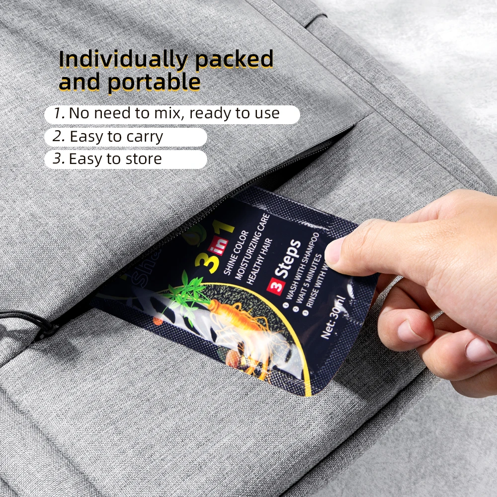 Hot sale best fast medium organic herbal sachet natural meidu 3 in 1 black hair dye shampoo for men