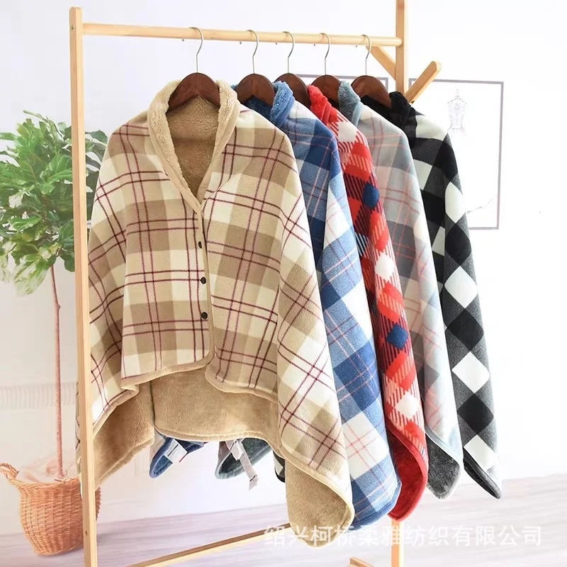 Wearable winter Blanket Double layer Extra Soft Super Warm Tartan Shawl Plush Throw Blanket Scarf Neck Shoulder Blanket