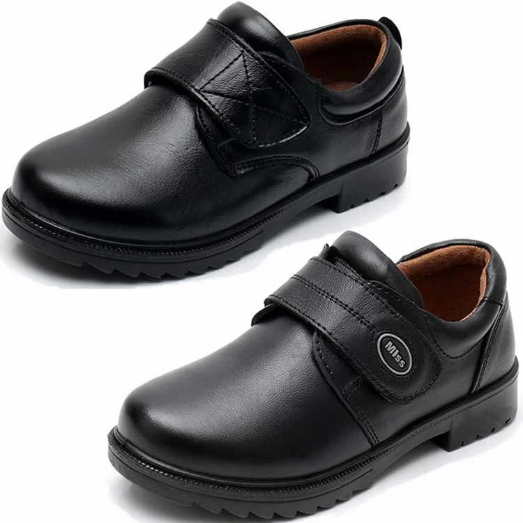 
Buckle Strap Black Boys Students School Leather Shoes Wholesale China 