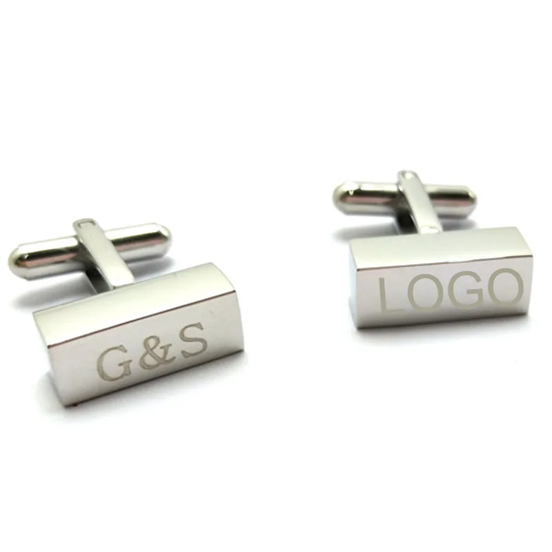 Custom logo Stainless Steel Engraved Cuff links  Mens Personalized Cufflink Skinny Blank Men Cufflinks