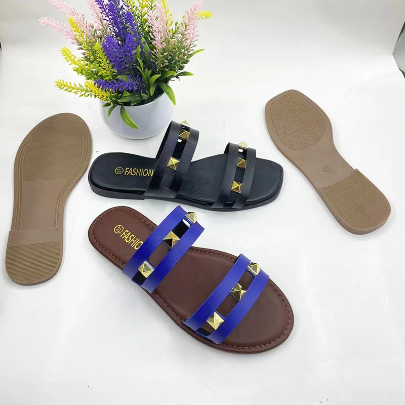 Hot style manufactures footwear girl summer sandals for women and ladies pvc summer leather flats sandals