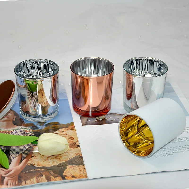 Luxury 320ml empty candle jars indoor for aromatherapy electropating glass decoration candle holders