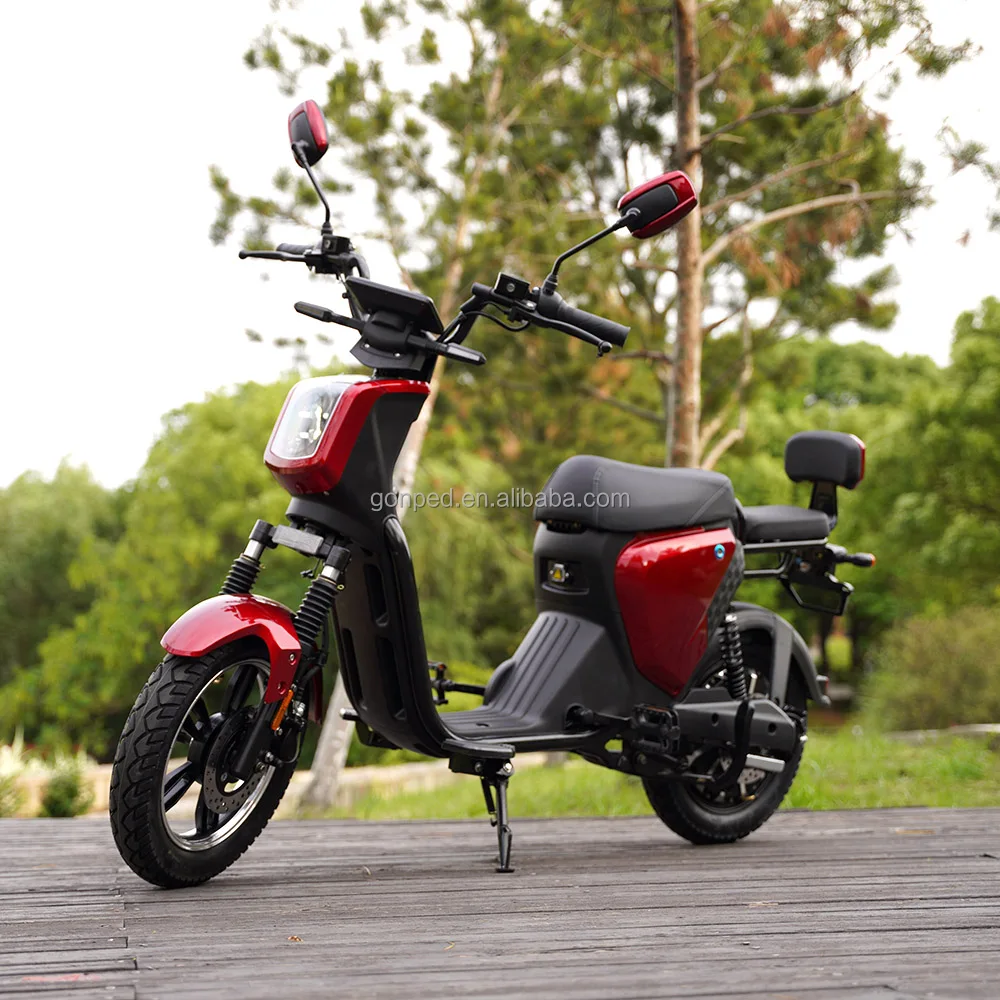 City F&R Disc Brakes Adult Scooter With Pedals Motor Bike 1000W 38Km/H 2 Seat Electric Motorbike