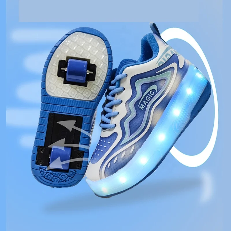 Kids Light Up Roller Skates Sneaker Flashing Wheels Walking Shoes for Boys Girls