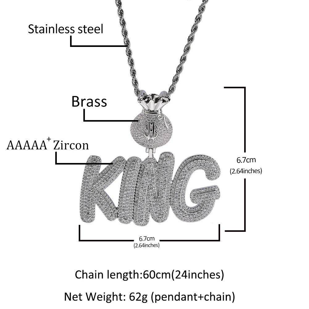 New Custom Name Dollars Hook Name Necklace Fat body Font Letter Pendant Connected Letter Fashion Women Man Jewelry
