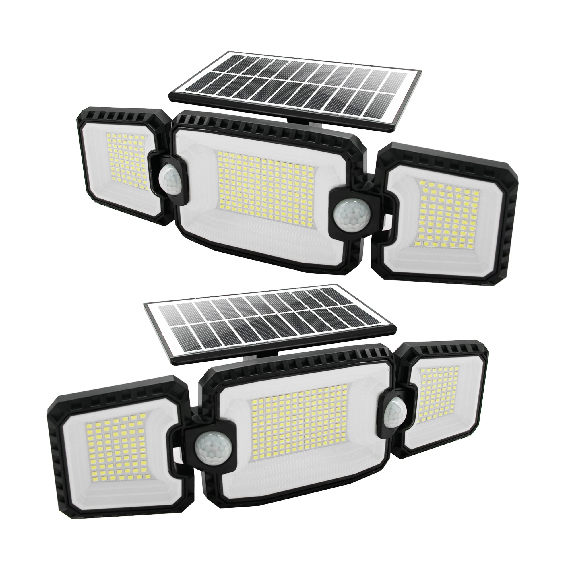 Super Bright LED Lamp IP65 Waterproof 360 Degree Adjustable Solar Powered Wall Light 3 Head Solar Flood Security Lights for Yard