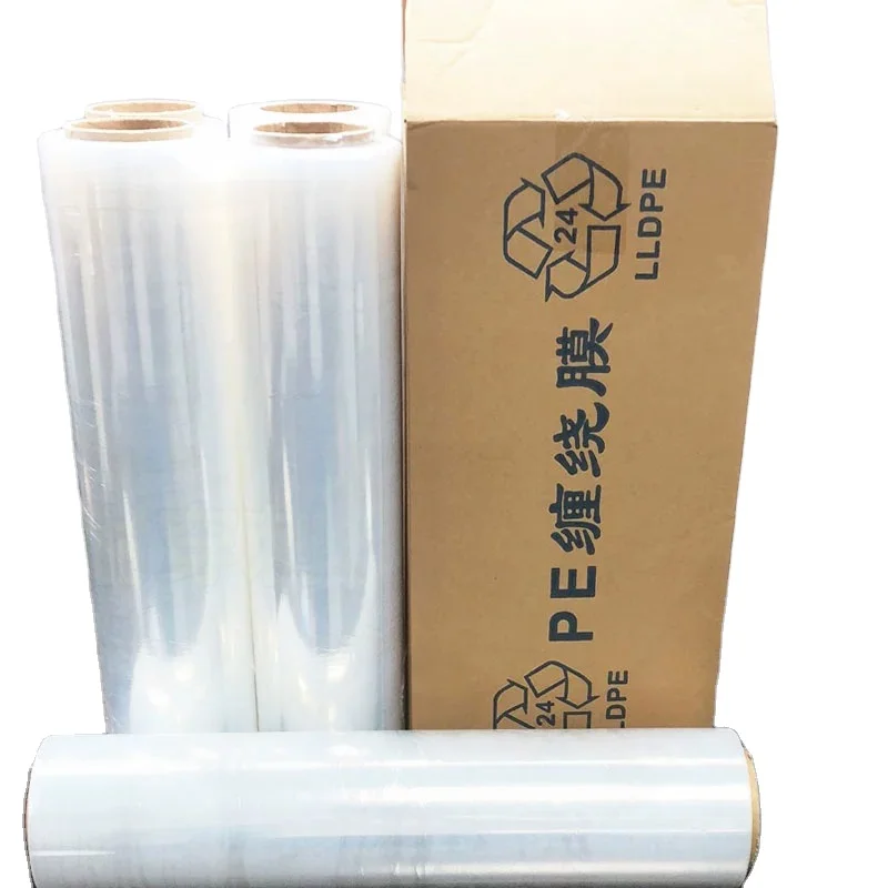 Plastic Transparent Pe Lldpe Pallet Wrap Stretch Wrapping Film Roll Stretch Film For Packaging