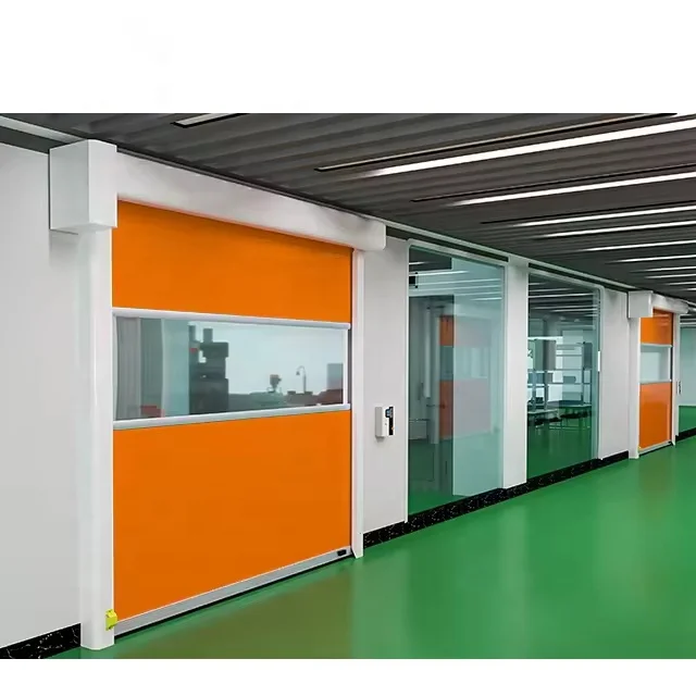 Auto Closing 304 Stainless Steel Frame Pvc Curtain Fast Roll Up Rapid High Speed Door Using In Pharmaceutical Factory