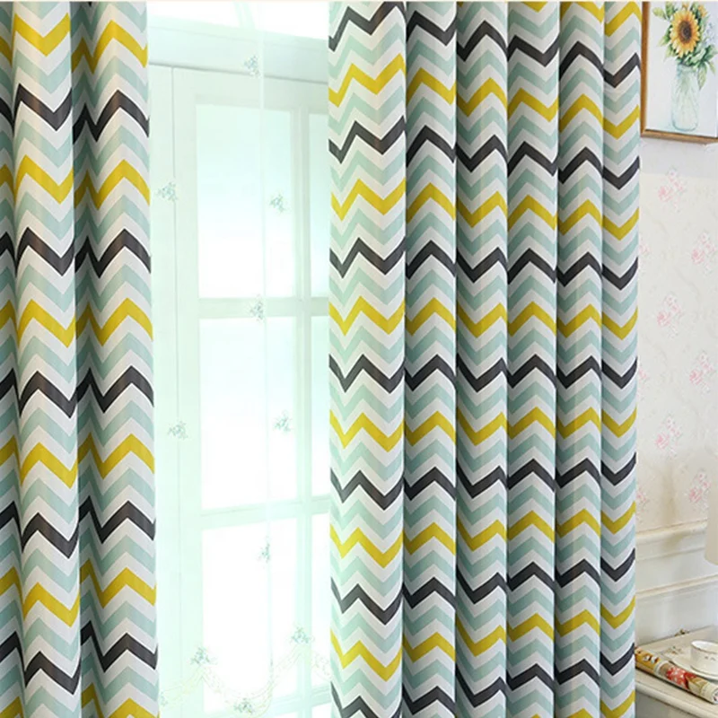 
 Дешевая оптовая продажа, льняные шторы с волнистым принтом, затемненная ткань, занавески для окна, занавески для гостиной  