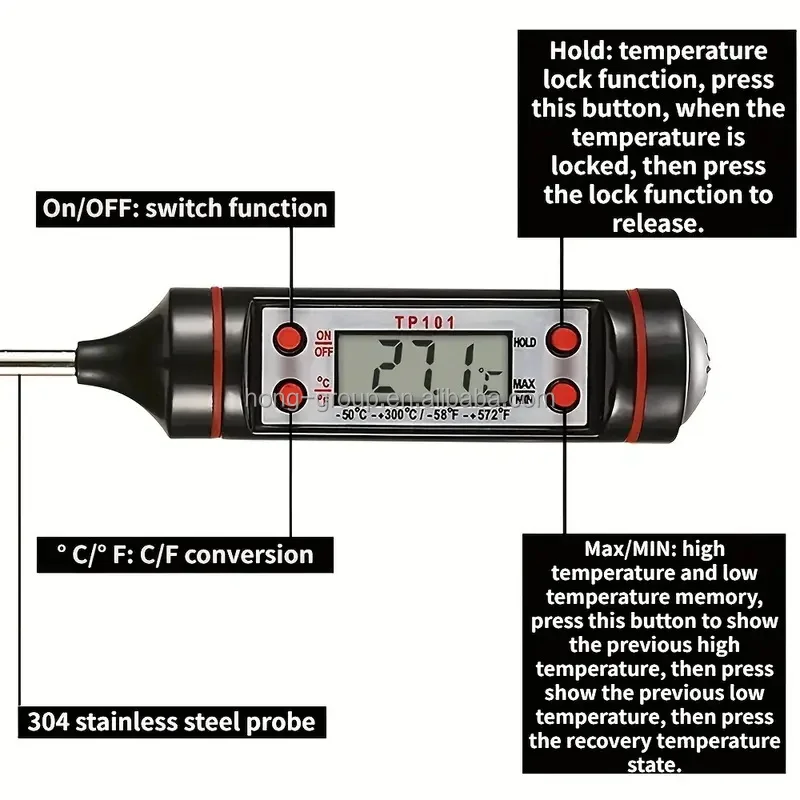 Portable Cooking BBQ Steak Meat Thermometer,Digital Food Materials Thermometer Probe Home Kitchen Food