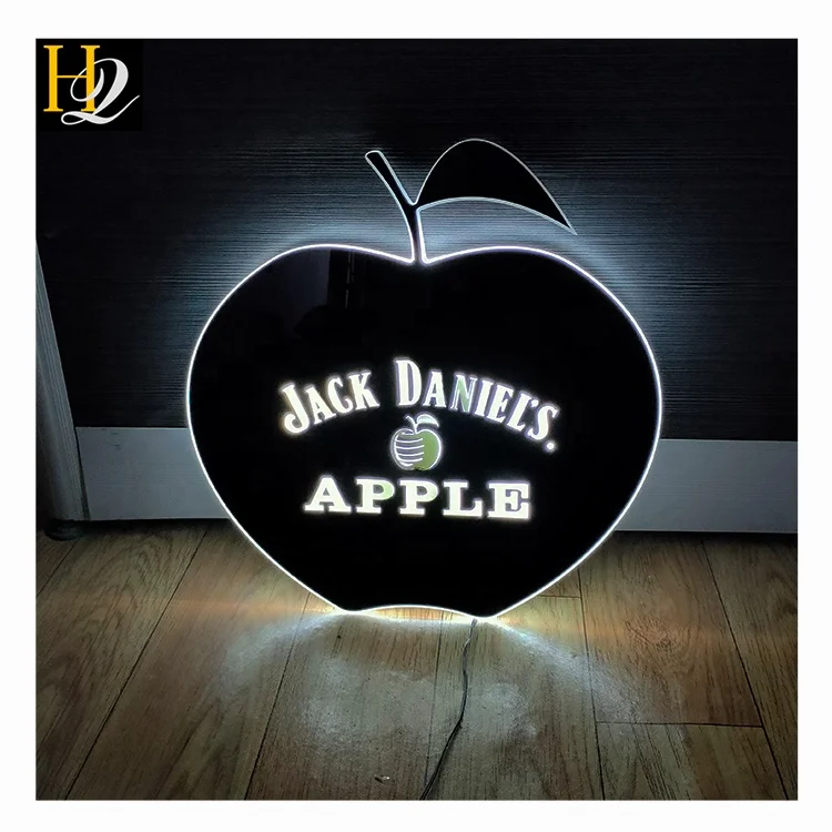 Acrylic  light box Customize apple shape wall mount high bright led light sign with 3D logo lighted