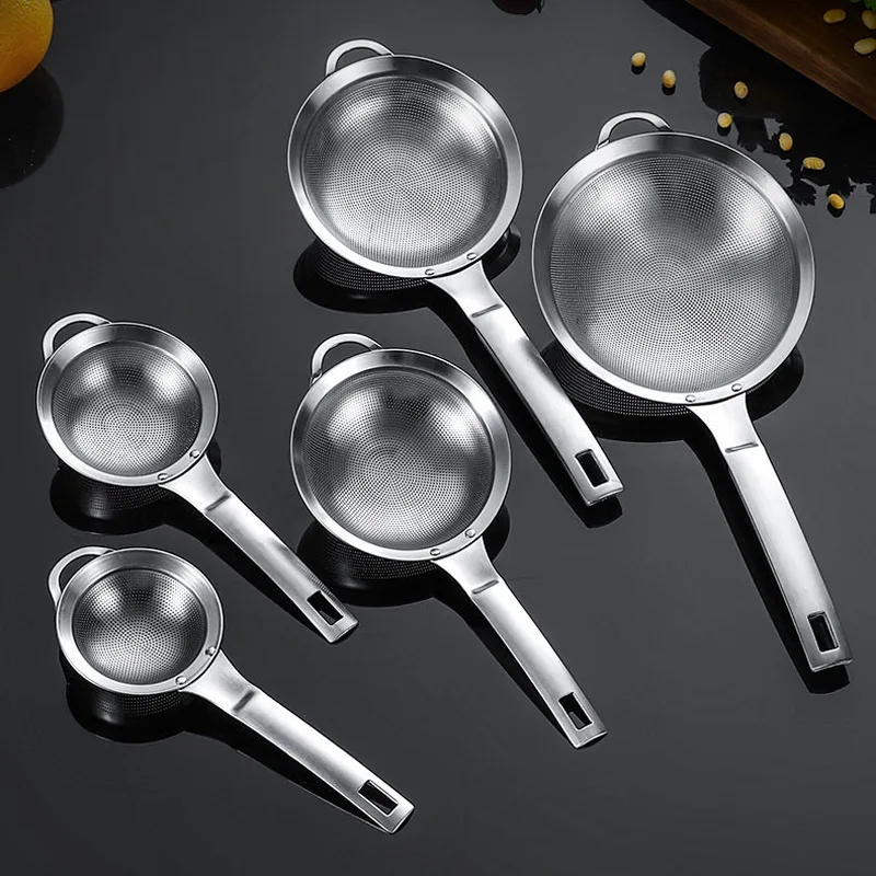 Hot Selling Food Draining Skimmer Soy Milk Flour Stainless Steel Strainer for Cooking Baking Tool Scoop Spoon Colander