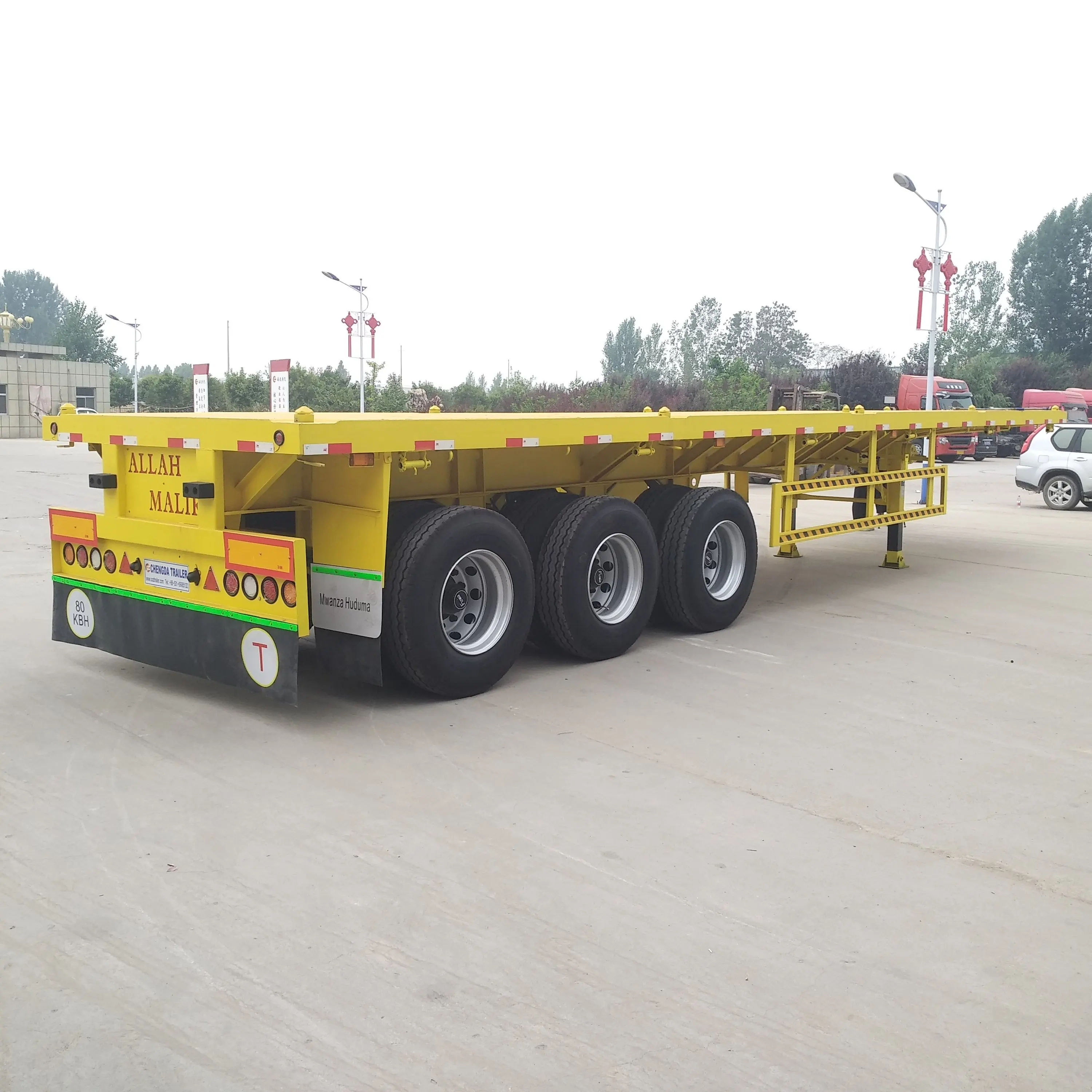 New 3 Axles 40 FT 45 FT Flatbed Truck Trailer 40Foot Container Truck Trailers Used Truck Trailers Sale