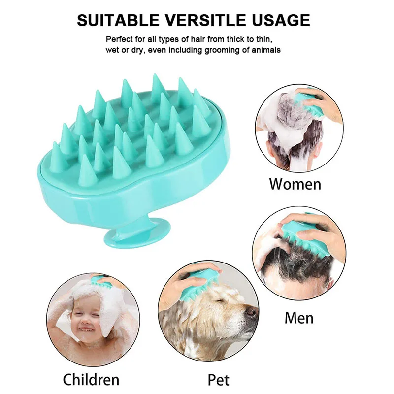 Hot Sales Silicone Hair Scalp Massager Comb Plastic Handle Handheld Massaging Cleaning Head Shampoo Brush for Hair Growth