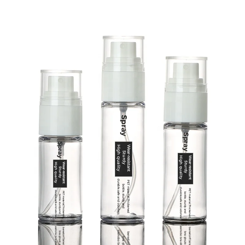 Plastic food grade alcohol perfume 25ml 30ml 40ml small container fine mist empty transparent clear mini spray bottle design