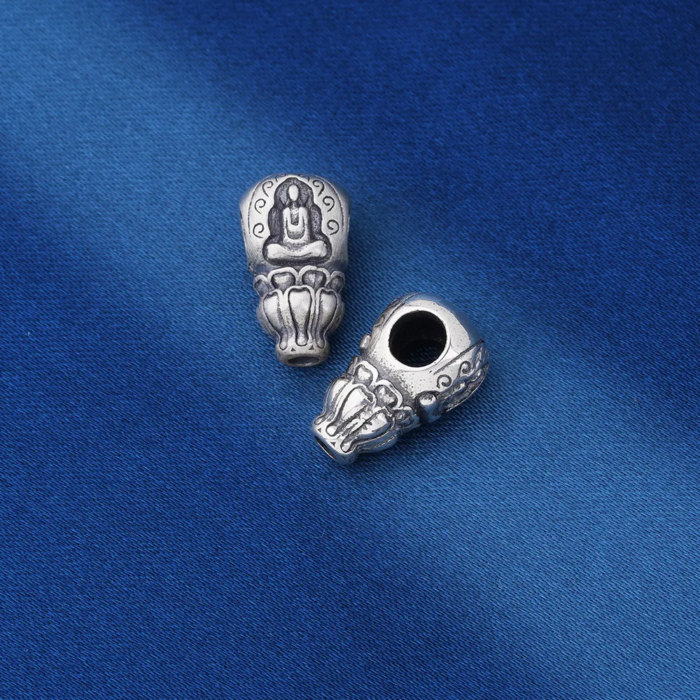 S925 Sterling Silver Tibetan Faceless Buddha One-Piece Three-Way Buddha Head Manual DIY Literary Jewelry Findings Components