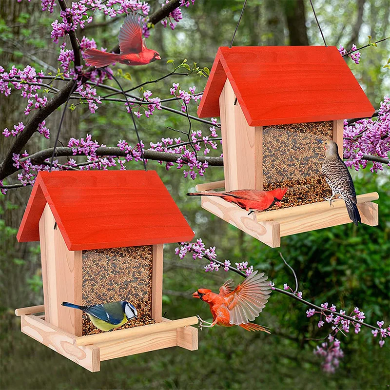 2022 New Creative Wooden Bird Nest Wooden Cage Bird Feeder Outdoor Humming House