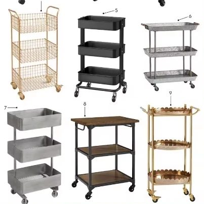 High-quality Barber Sop Furniture Stainless Steel Styling Salon Tool Beauty Hair Salon Side Trolley with wheels and Drawers