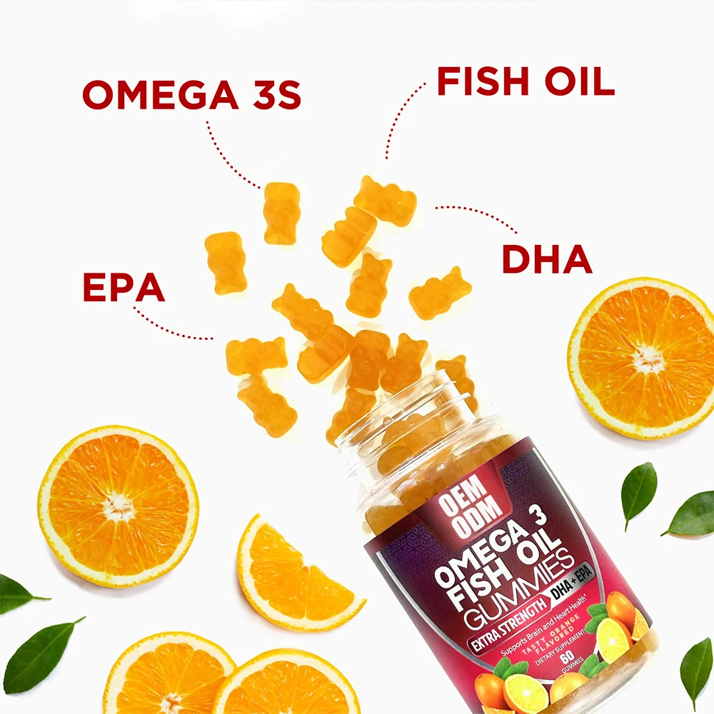 OEM Organic DHA EPA Omega 3 Gummies With Omega 6 9 For Supports Brain Joint Heart Eyes And Immune System
