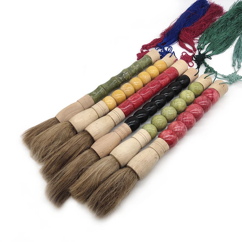 Chinese traditional painting jade brush antique bone head decorative calligraphy writing brush