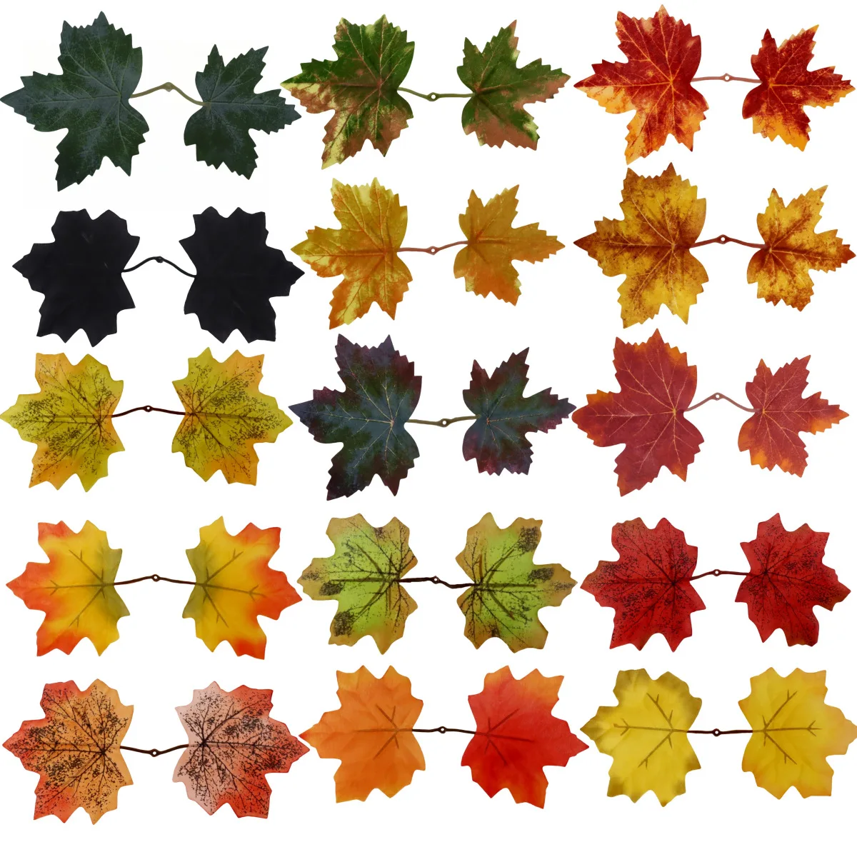 Double Maple Halloween Harvest Festival Wedding Hotel floral decorated yellow autumn leaves simulating artificial maple leaves