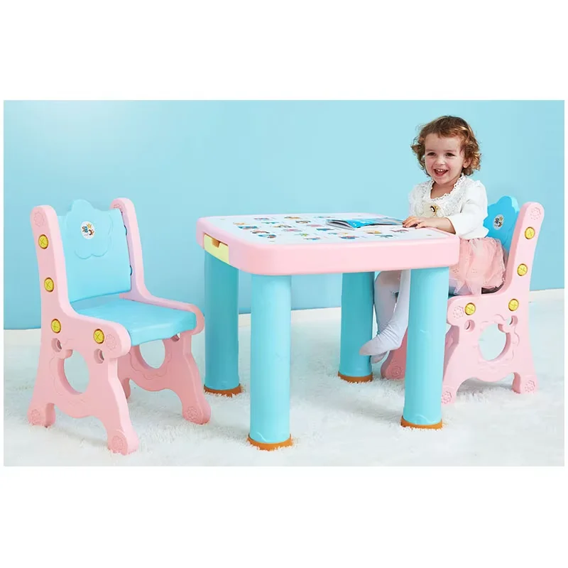 Hot Selling Home Kindergarten Plastic Kids Study Play Children Furniture Table Chairs Set