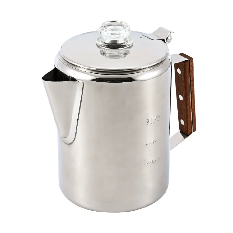 Кофейник для кофе эспрессо с деревянной ручкой двухслойный 304 из нержавеющей стали крышкой кофейни в наличии