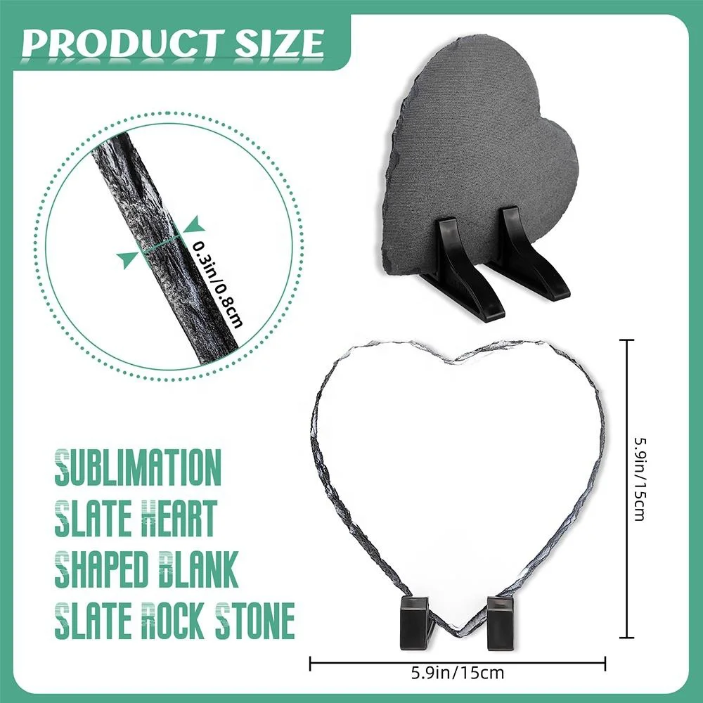 Subbank Sublimation Photo Stone Slate Blanks Custom Photo Heart Shape Frame Rock Slate Sublimation Slates