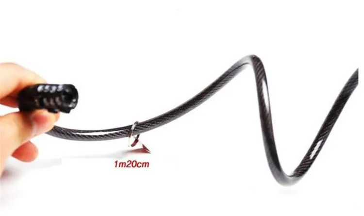Bicycle Cable Lock Portable  Key Code Safe 4 Digit Steel Chain Combination Bike Lock