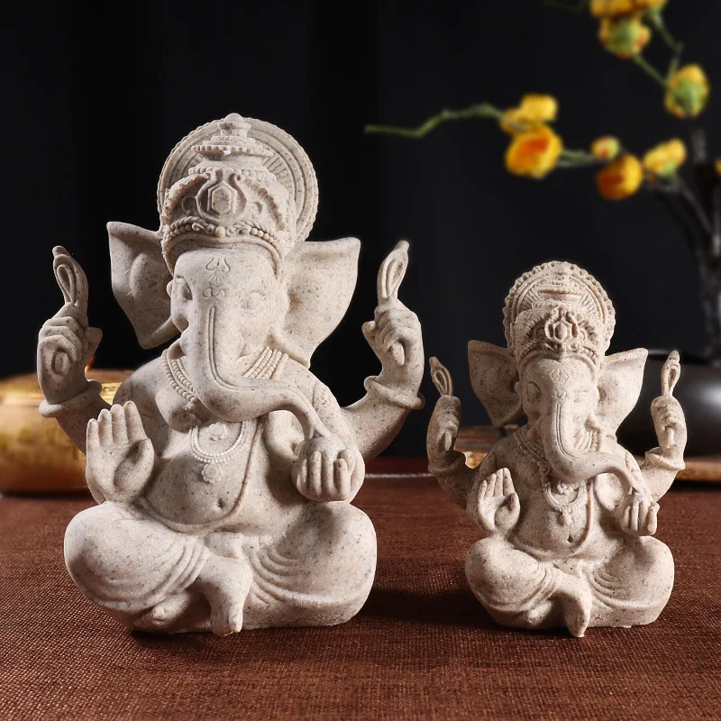 Home Decor Resin Crafts Southeast Asia God Of Wealth Display Zen Buddha Statue Indian God Elephant Ornament Sandstone Craft Gift