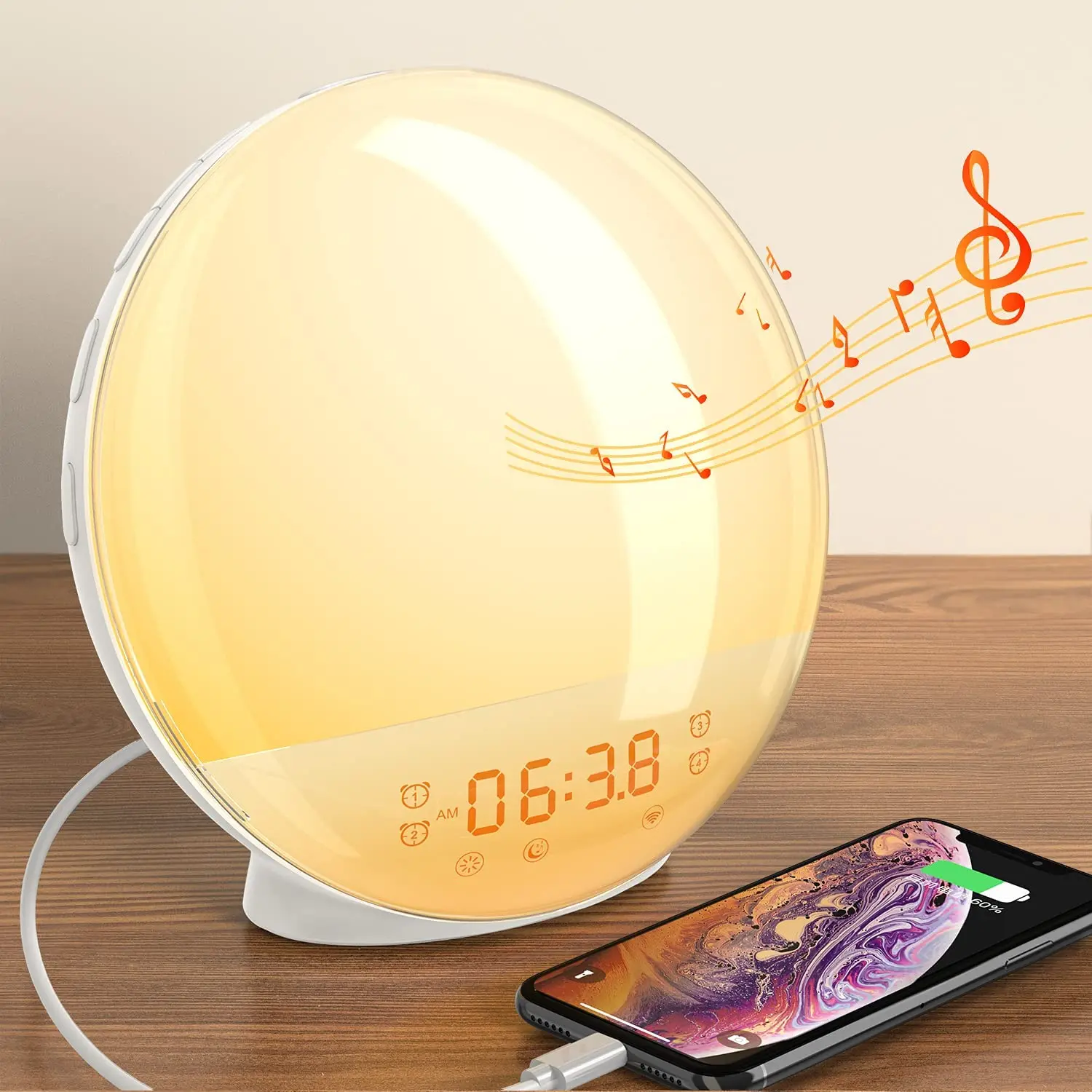 Wake Up Light Digital App Radio Led Alarm Clock Sunrise And Sunset