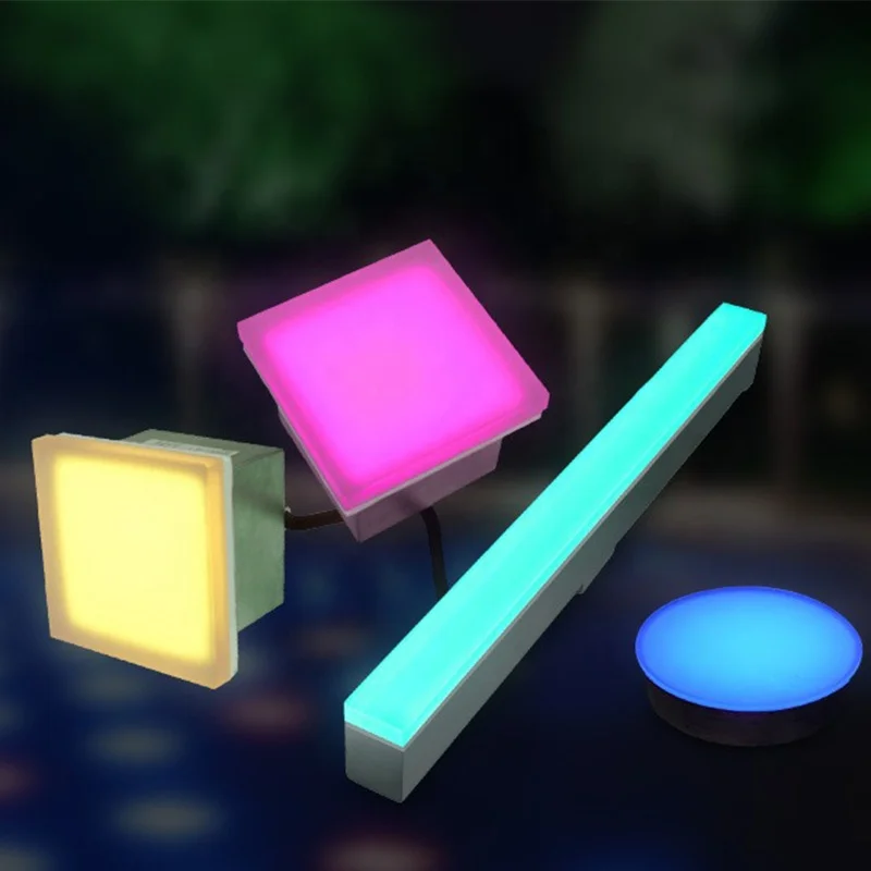 Outdoor garden landscape tile Stainless steel housing ip67 full glass shelf LED brick light