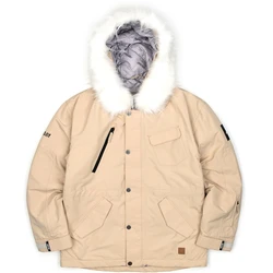 Теплая Съемная шапка с логотипом под заказ, меховая пуховая Лыжная парка, куртка с мехом