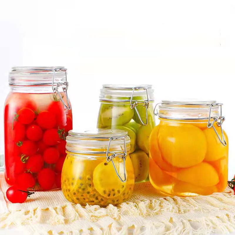 2L 3L 4L 5L clip top glass storage jar large glass jar with metal clip lid glass jar