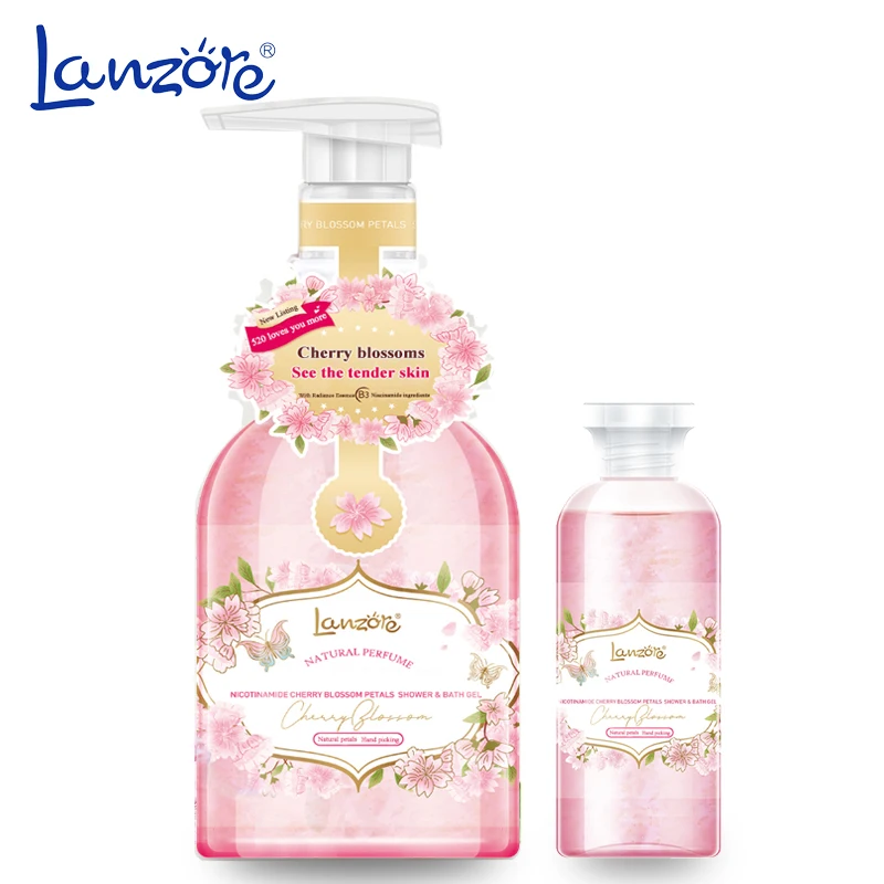 
Household natural petals shower gel 1000ml soft foaming body wash 