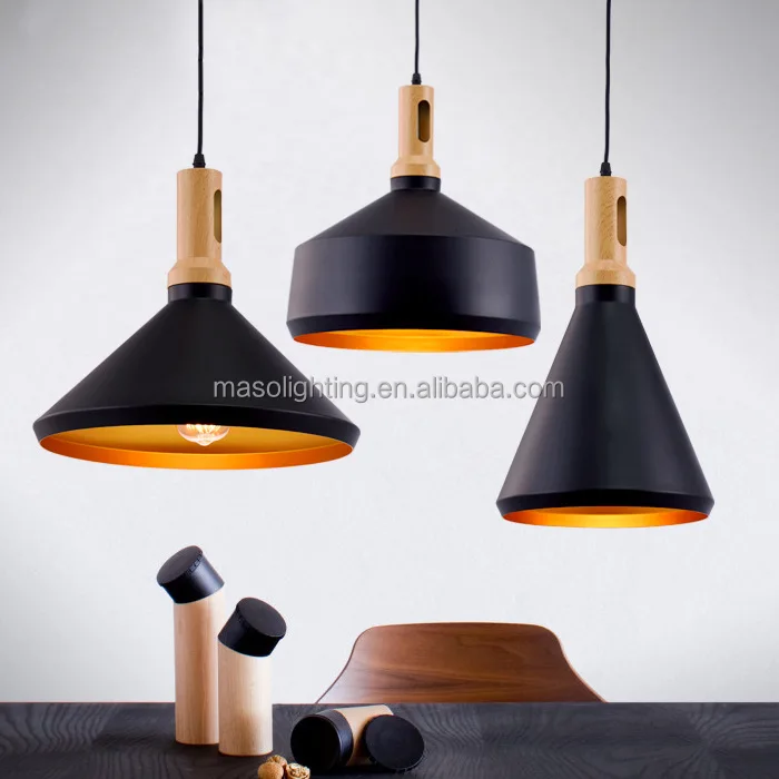 Modern Nordic Wooden Iron Chandelier Pendant Lamp Dinning Room Personality Wooden Lights Cone Novelty Ceiling Lights