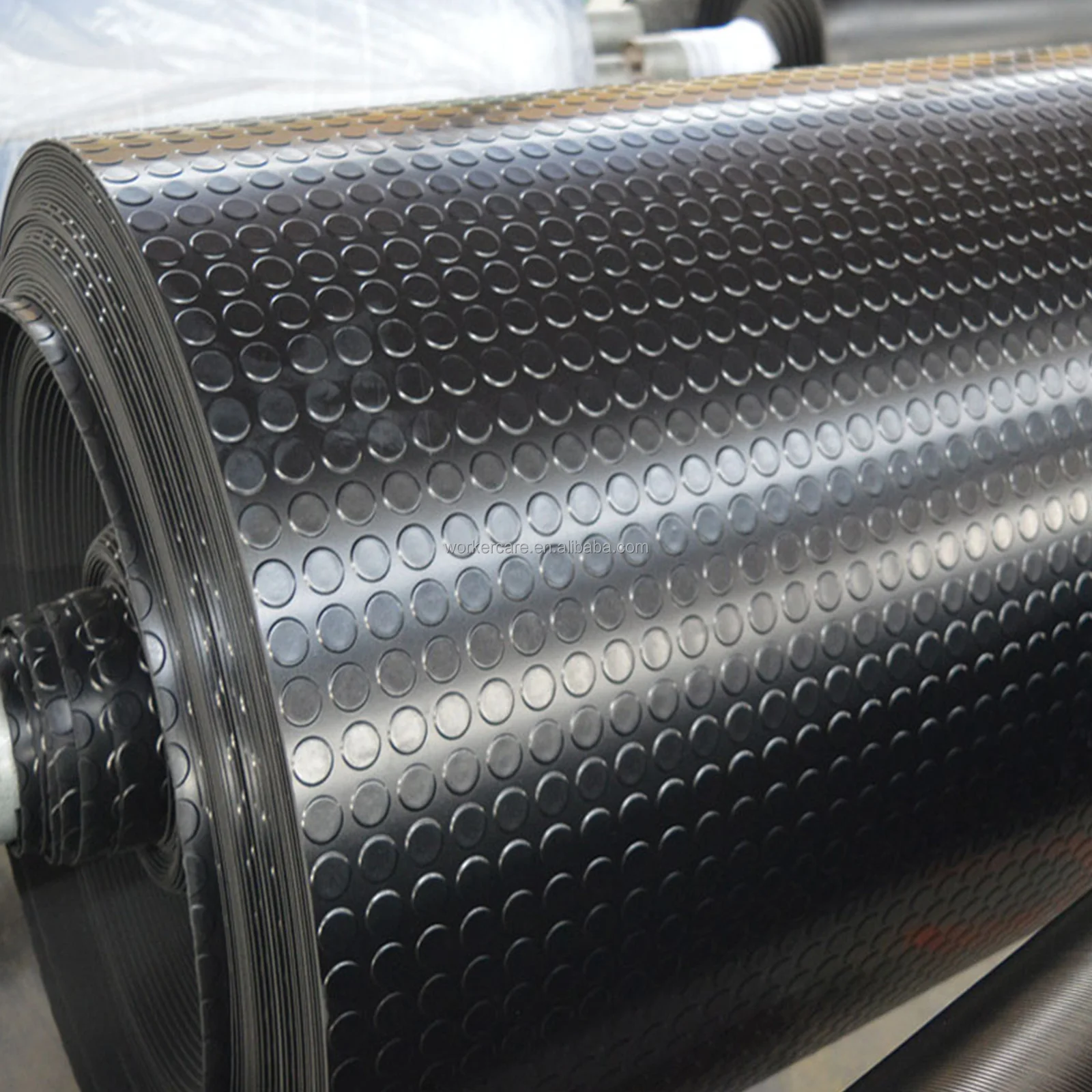 Customized Size Button Coin Round Industrial Anti Slip Rubber Sheet Rolls Rubber Garage Flooring Matting Rolls SBR Rubber Mat