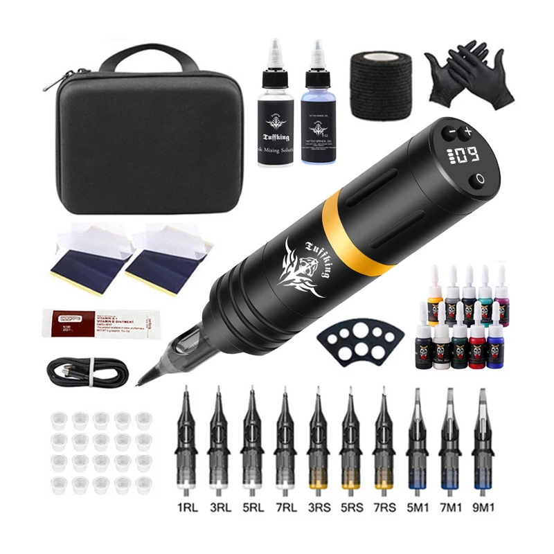 Cross-Border Tattoo Kit Tuffking Wireless Battery Pen Tattoo Tool Piercing Tattoo Machine Full Set Of Equipment