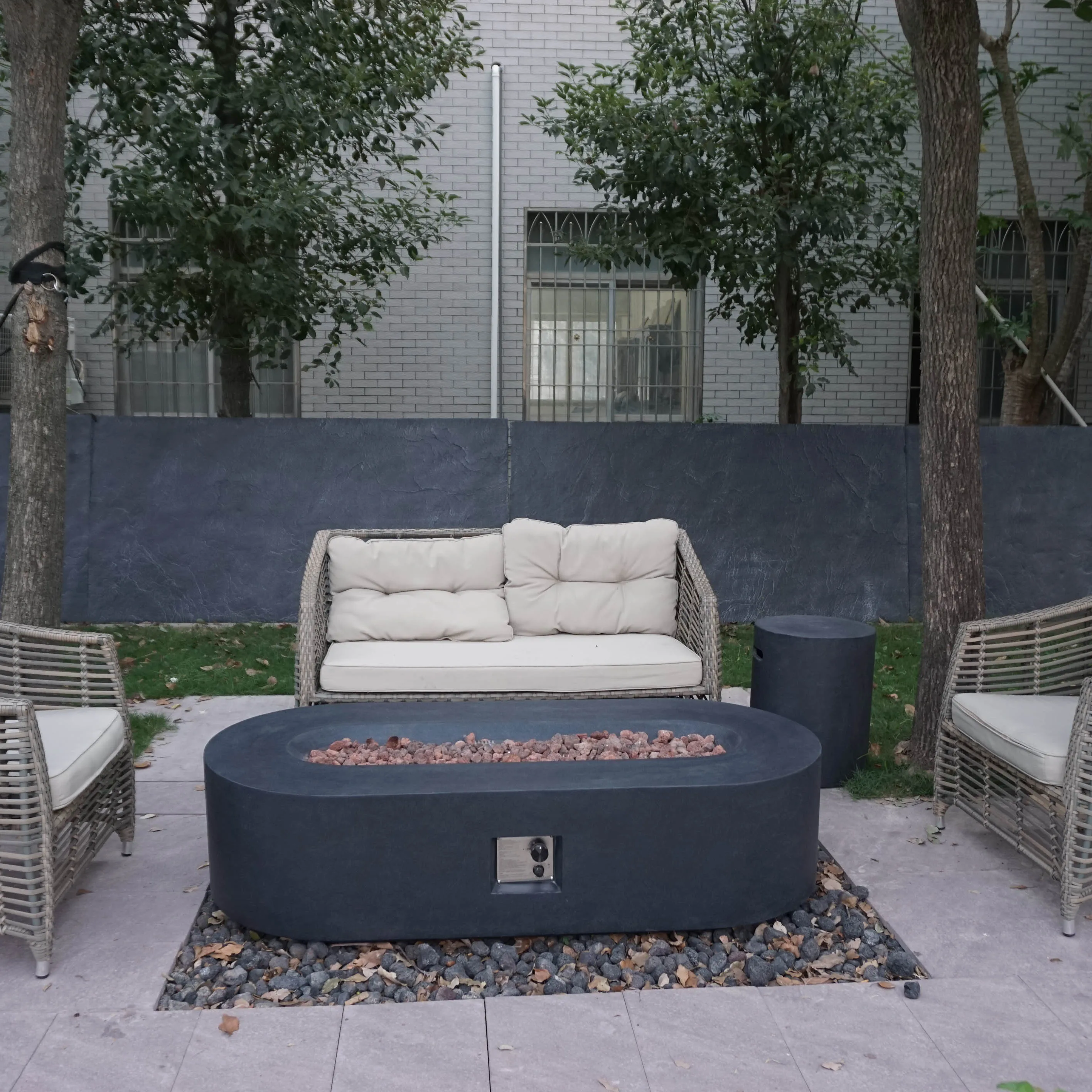 Backyard Large Size Concrete Fireplace SUS 304 Burner 55000BTUS Outdoor Propane Gas Fire Table