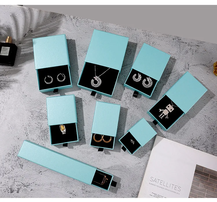 Unique Luxury Custom Logo Slide Rigid Cardboard Paper Gift Jewellery Box Drawer Jewelry Box Packaging