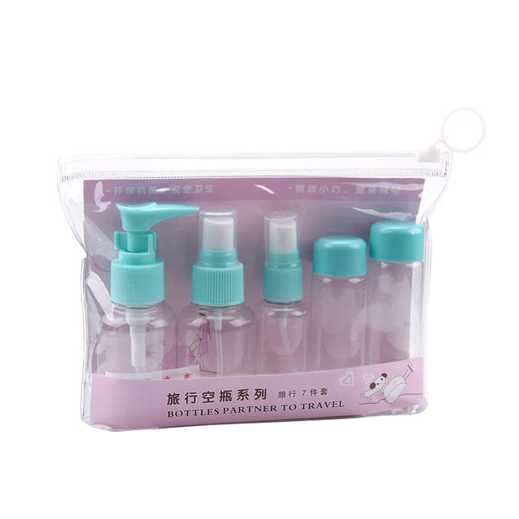 Eco-friendly Pet Plastic Perfume Cosmetic Bottle Set 5pcs Spray Travel Kits for Women customize Kit travel